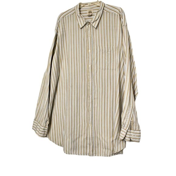 Men's 555 Turnpike Tan Gray Stripe Dress Shirt Big and Tall Size 3XT - Picture 1 of 6
